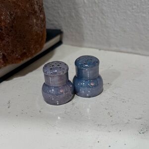 Iridescent Japanese Blue Ceramic Salt and Pepper Shakers‎